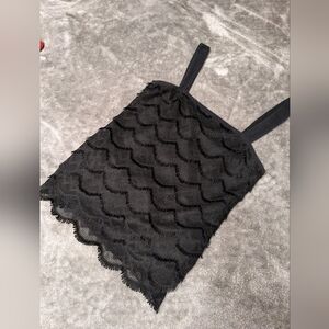 Ann Taylor Y2K Black Top Size XS Scalloped Lace Dark Feminine Sexy